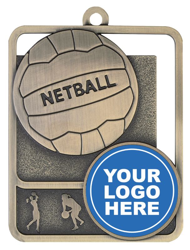 MR811G Netball Rosetta Logo Gold Medal 6.2cm