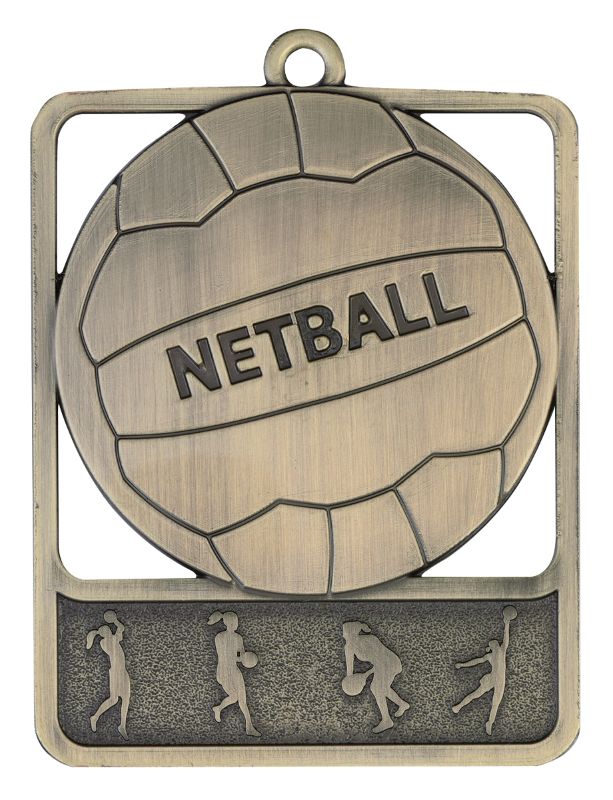 MR911G Netball Medal Rosetta Gold 6.2cm