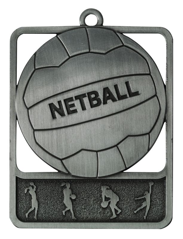 MR911S Netball Medal Rosetta Silver 6.2cm