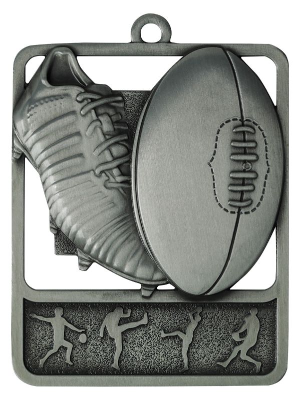 MR912S Aussie Rules Medal Rosetta Silver 6.2cm