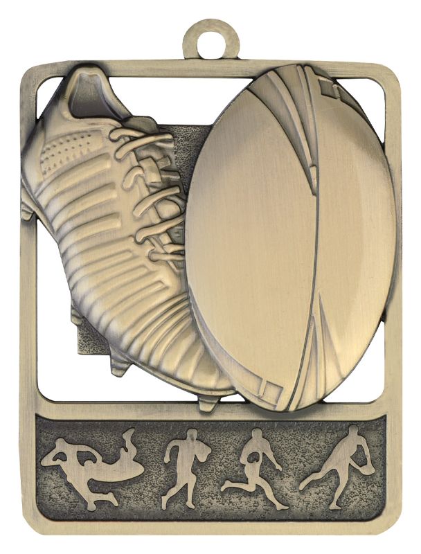 MR913G Rugby Medal Rosetta Gold 6.2cm