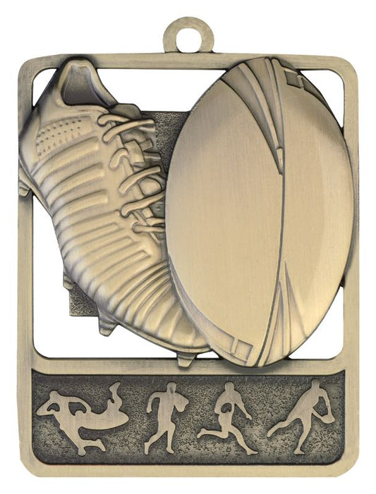 MR913G Rugby Medal Rosetta Gold 6.2cm