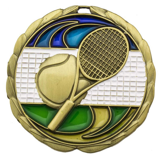 MS918G Tennis Stained Glass Gold Medal 6.5cm