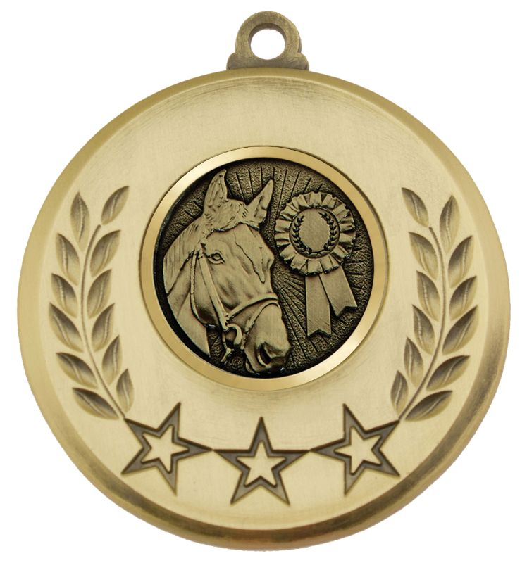 MSH135G Laurel Medal Horse Gold 5.2cm