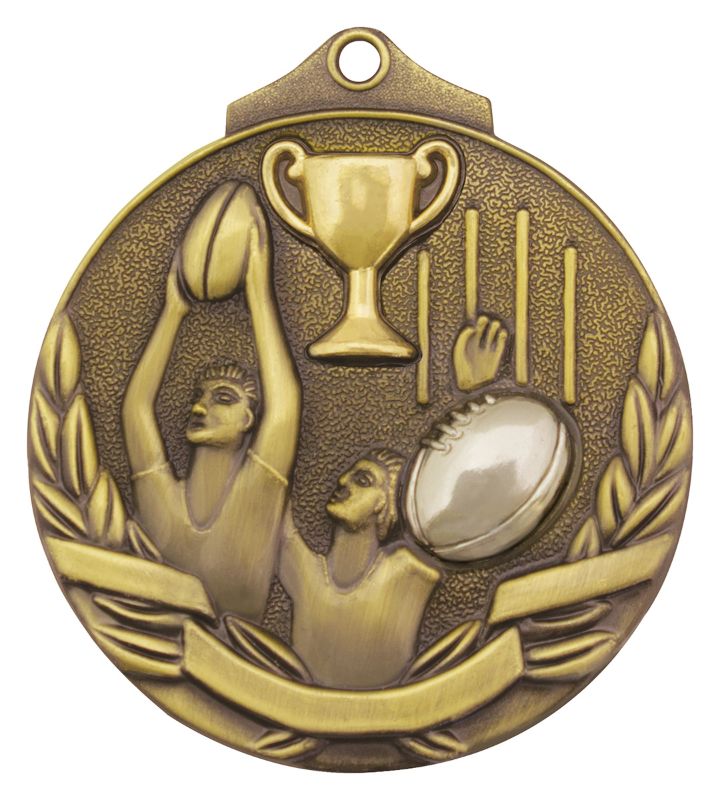 MT912G Aussie Rules Two Tone Gold Medal 5cm