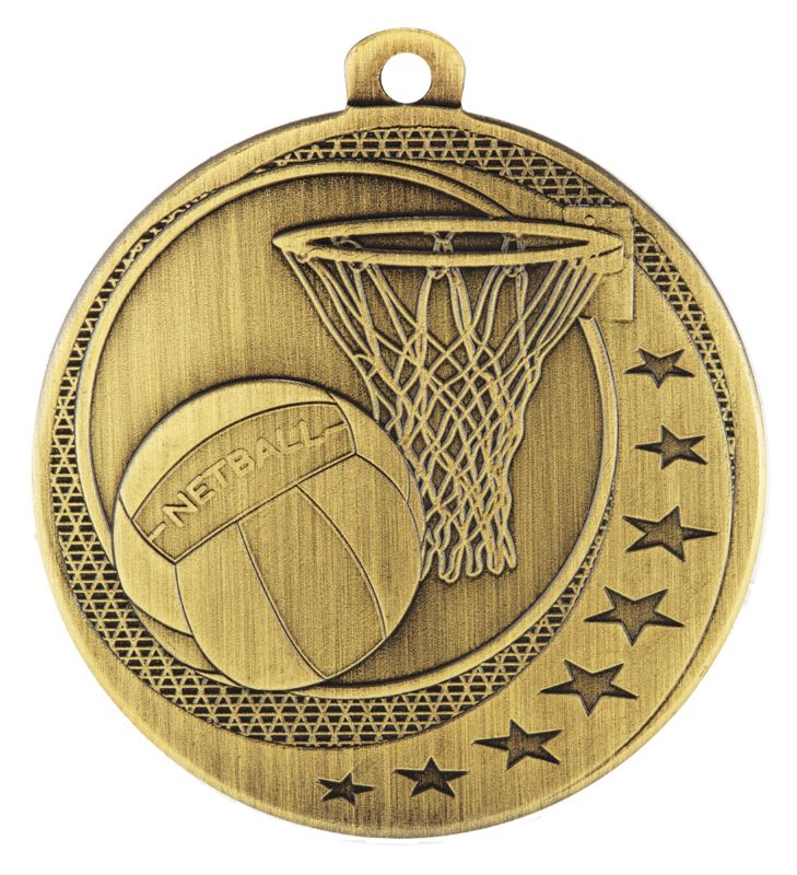 MW911G Netball Wayfare Medal Gold 5cm