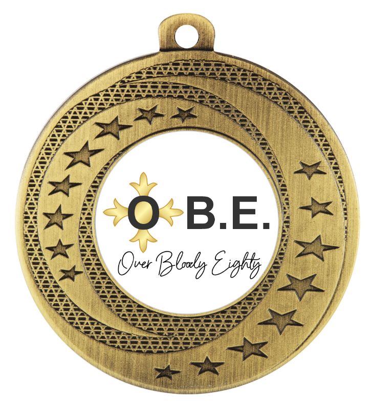 MW950G-OBE Medal "Over Bloody Eighty" Gold 5cm