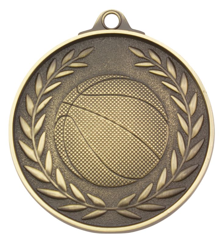 MX807G Basketball Wreath - Antique Gold Medal 5cm