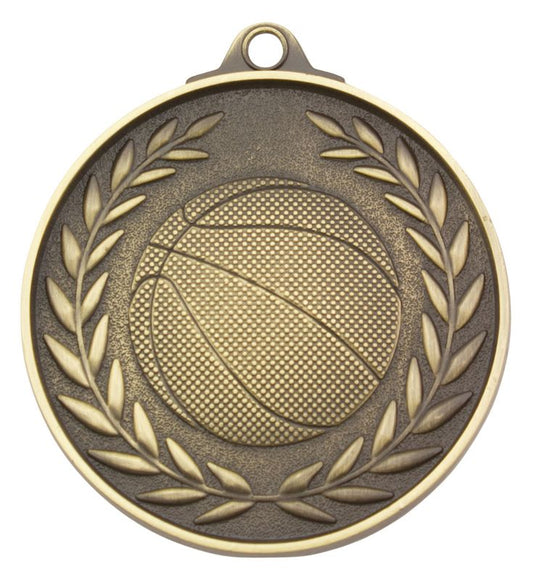 MX807G Basketball Wreath - Antique Gold Medal 5cm