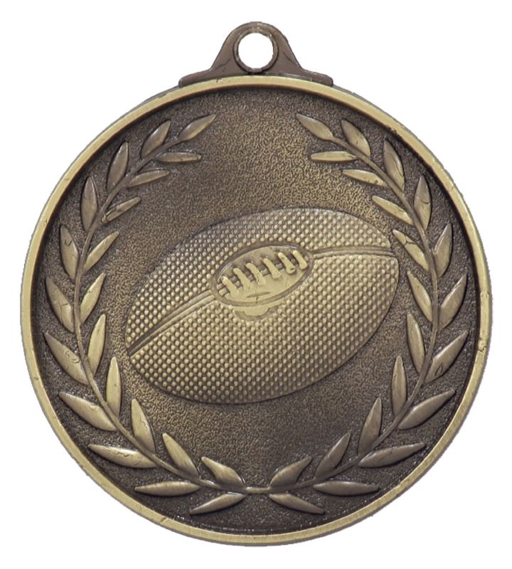 MX812G Aussie Rules Wreath - Antique Gold Medal 5cm