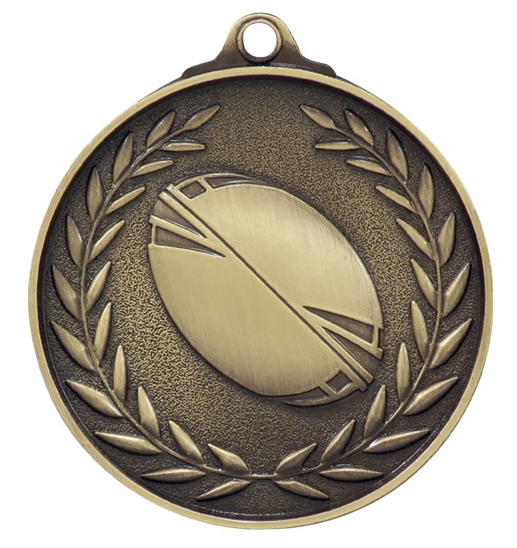 MX813G Rugby League Wreath - Antique Gold Medal 5cm