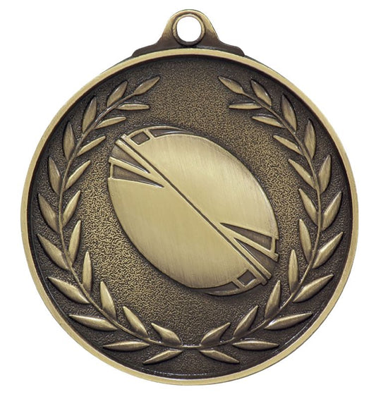 MX813G Rugby League Wreath - Antique Gold Medal 5cm