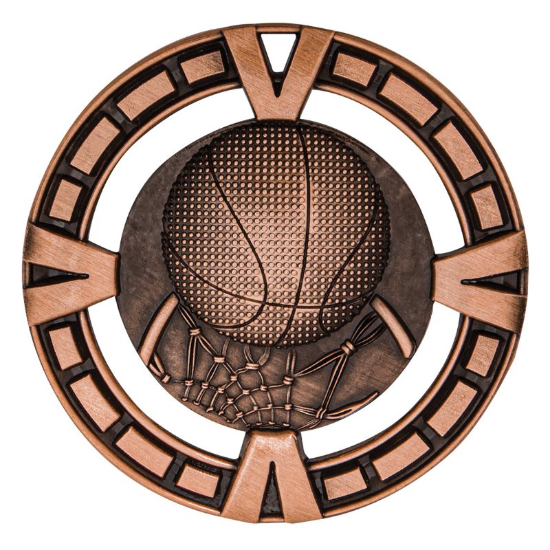 MY907B Basketball Varsity Medal Bronze 6.5cm