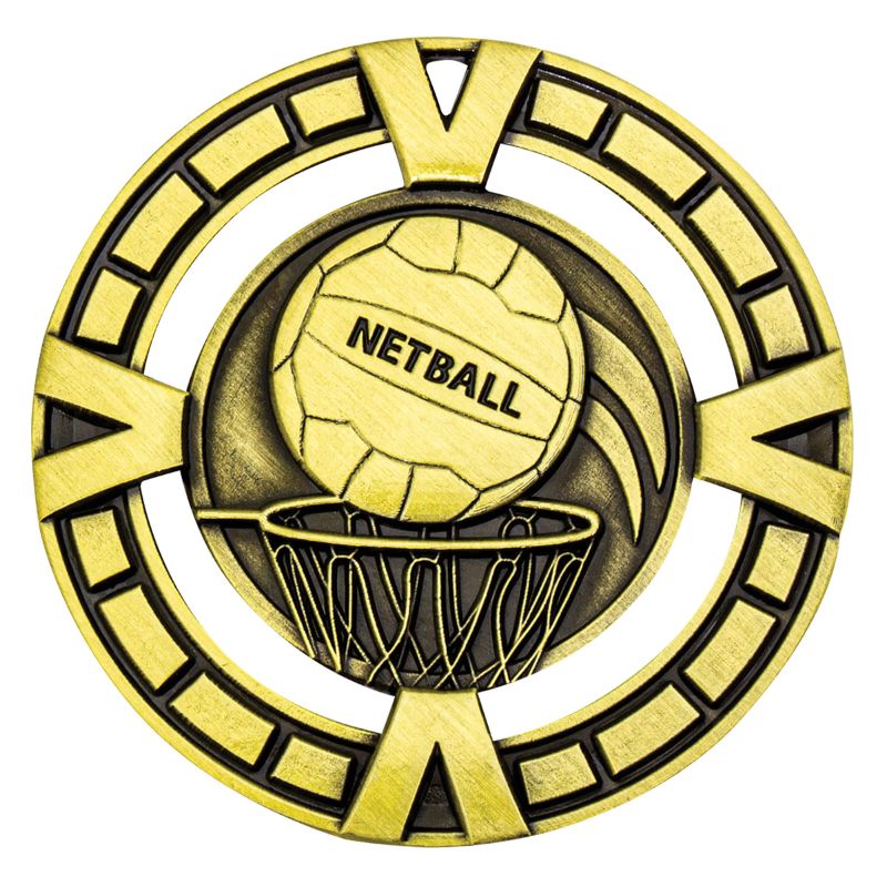 MY911G Netball Varsity Medal Gold 6.5cm