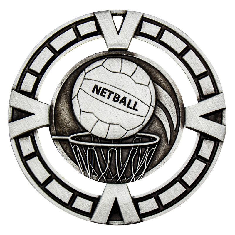 MY911S Netball Varsity Medal Silver 6.5cm