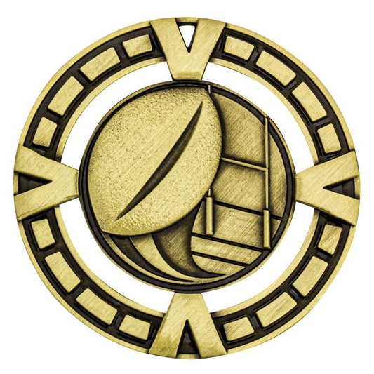 MY913G Rugby Varsity Medal Gold 6.5cm