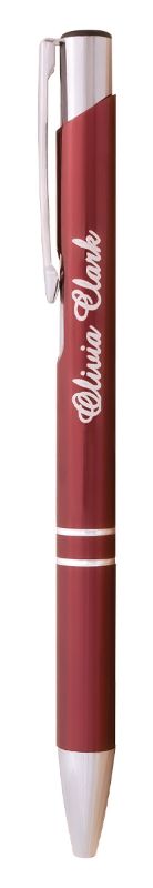 PA108 Ballpoint Pen Aluminium Burgundy with Chrome 13.5cm