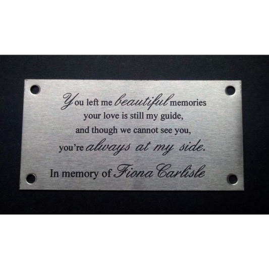 Stainless Steel 100mm x 50mm Laser Engraved Park Bench plate