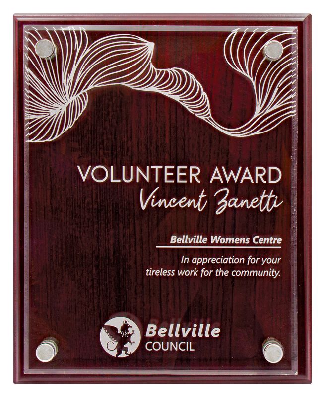 PCV6 Value Rosewood Floating Acrylic Plaque 20cm