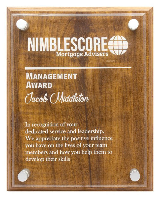 PFW6 Artisan Walnut Floating Acrylic Plaque 20cm