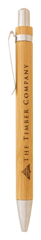PNB145 Bamboo Ball Pen with Chrome Trim 14cm