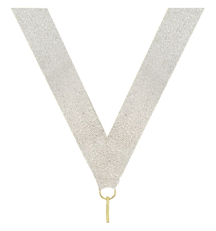 RM2 Shiny Silver V Neck Ribbon 40cm