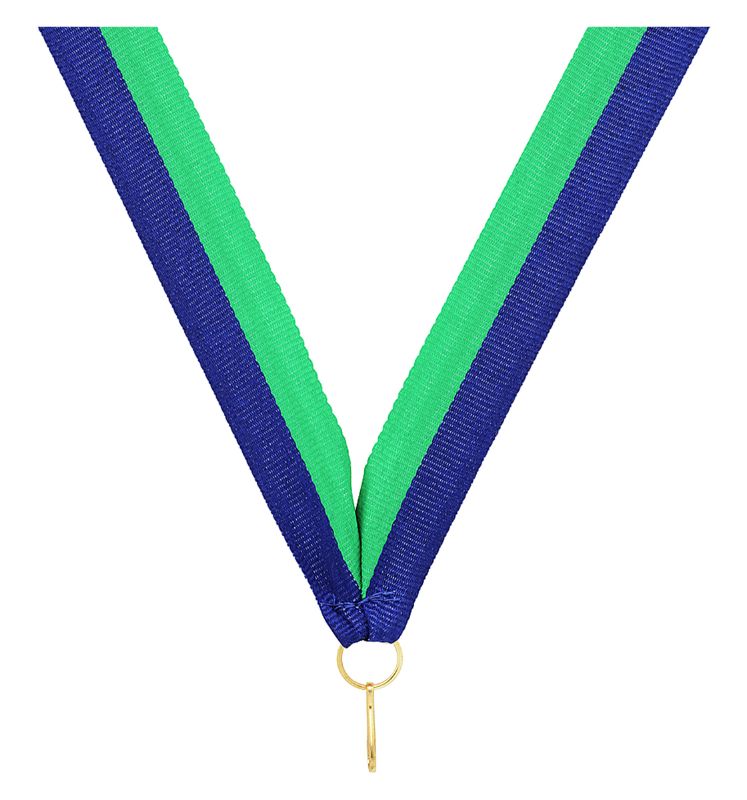 RY34 Blue / Green V Neck Ribbon 40cm