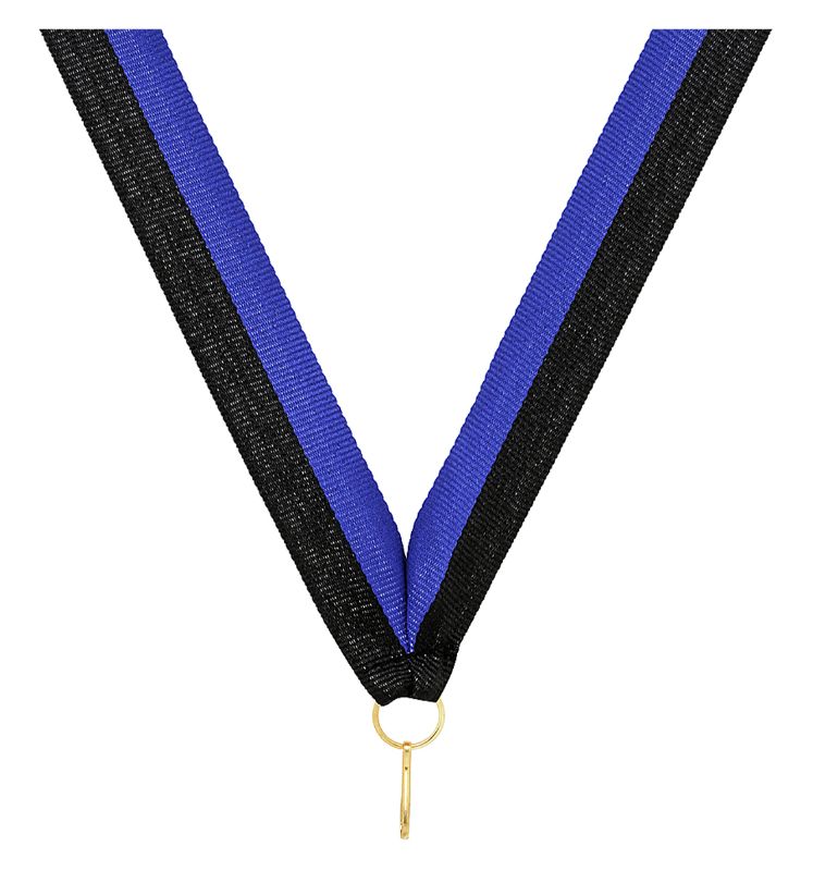 RY37 Black / Blue V Neck Ribbon 40cm