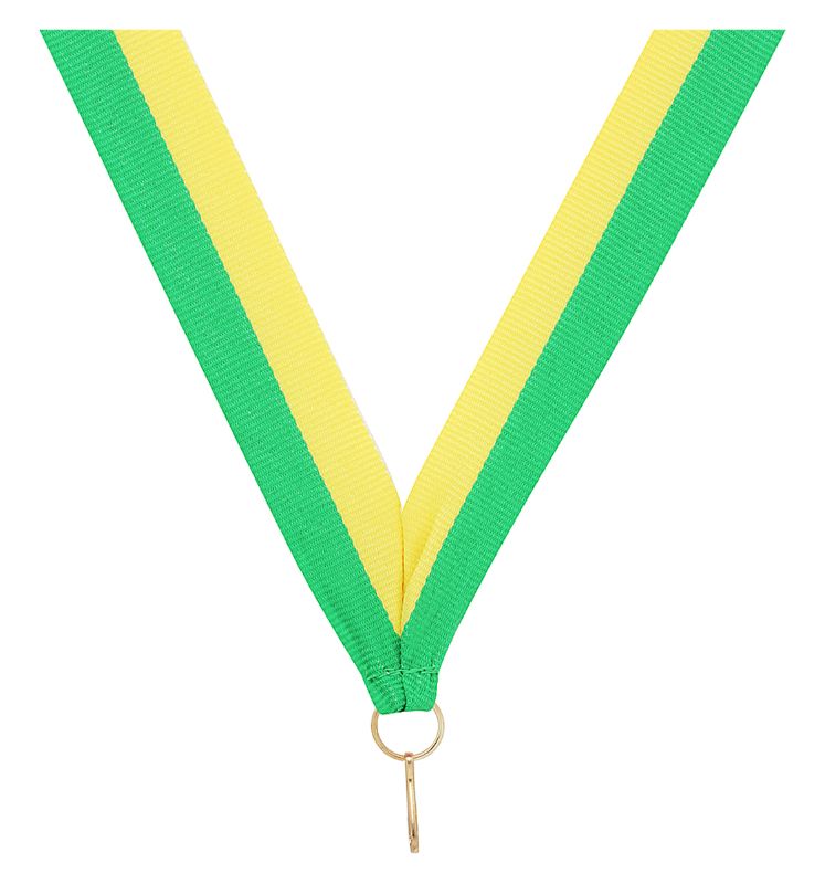 RY412 Green / Yellow V Neck Ribbon 40cm