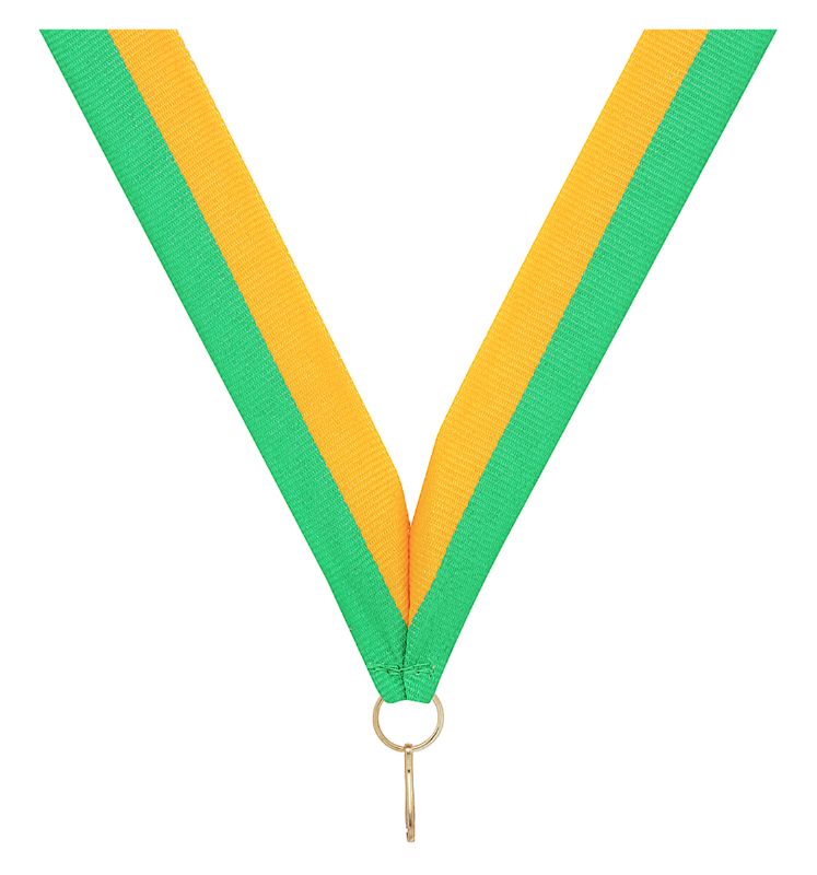 RY42 Green / Gold V Neck Ribbon 40cm