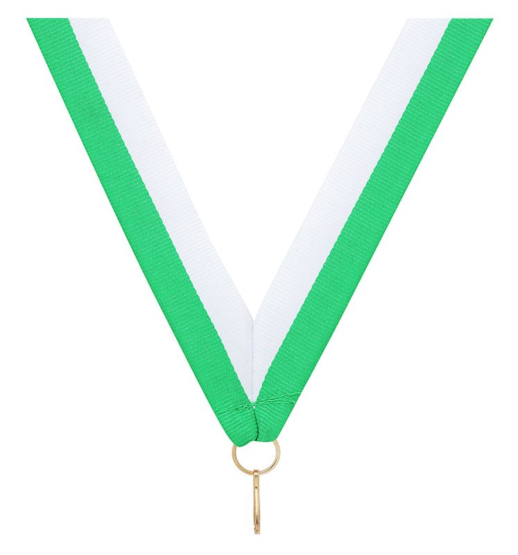 RY45 Green / White V Neck Ribbon 40cm