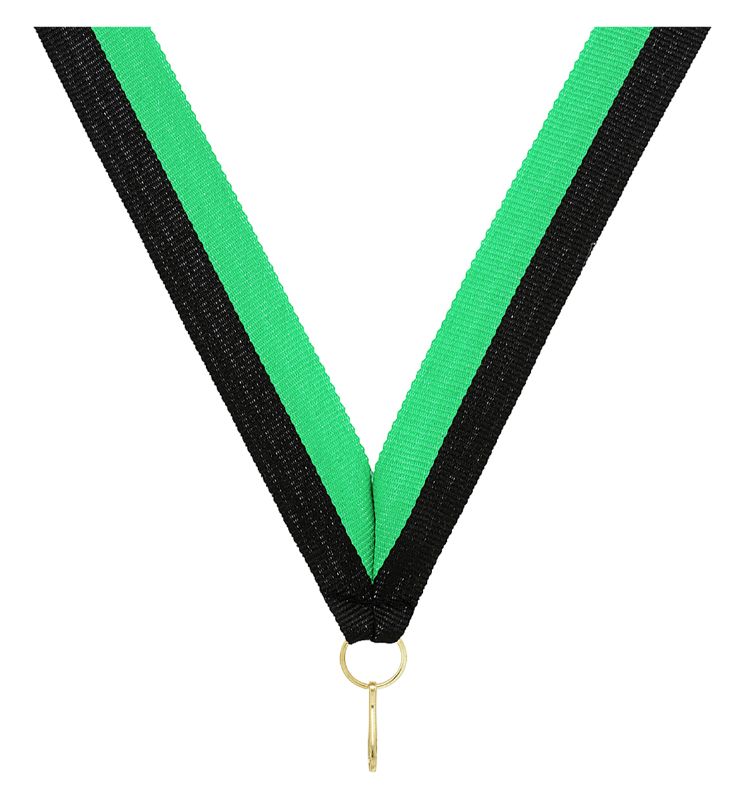 RY47 Green / Black V Neck Ribbon 40cm