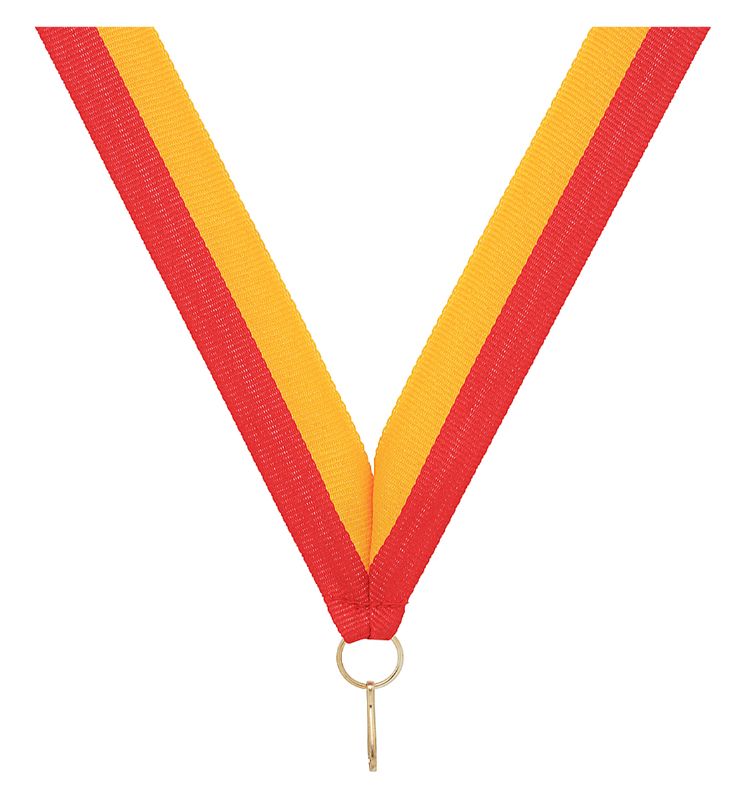 RY62 Red / Gold V Neck Ribbon 40cm
