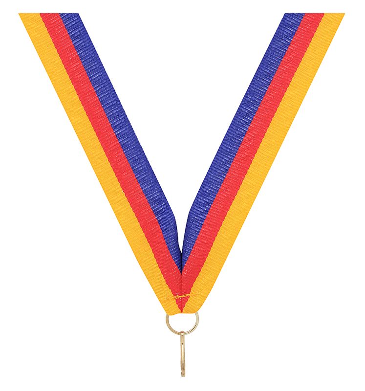 RY632 Gold / Red / Blue V Neck Ribbon 40cm