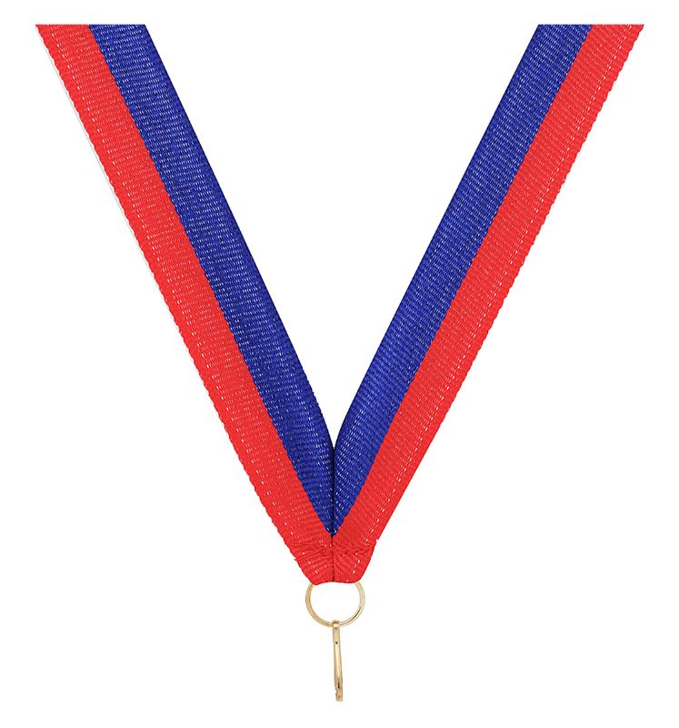 RY63 Red / Blue V Neck Ribbon 40cm
