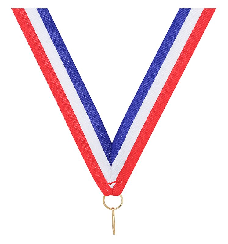 RY653 Red / White / Blue V Neck Ribbon 40cm