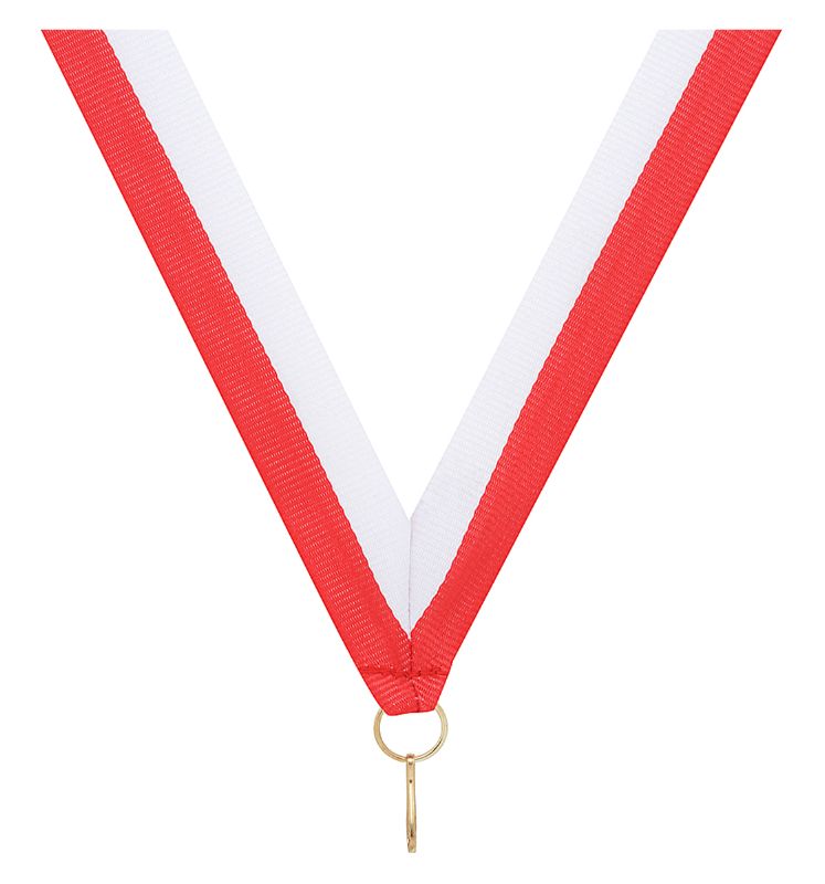 RY65 Red / White V Neck Ribbon 40cm