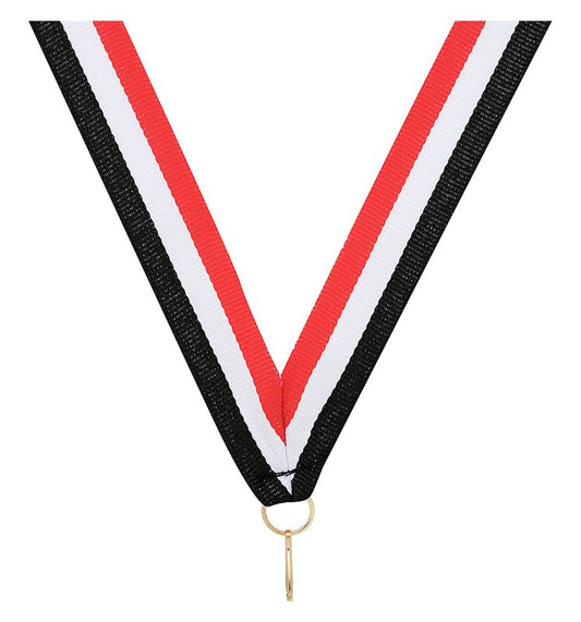 RY756 Red / White / Black V Neck Ribbon 40cm