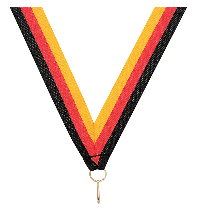 RY762 Black / Red / Gold V Neck Ribbon 40cm