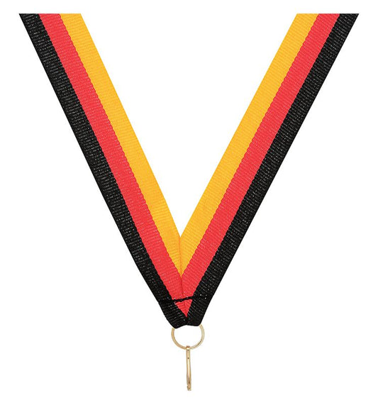 RY762 Black / Red / Gold V Neck Ribbon 40cm