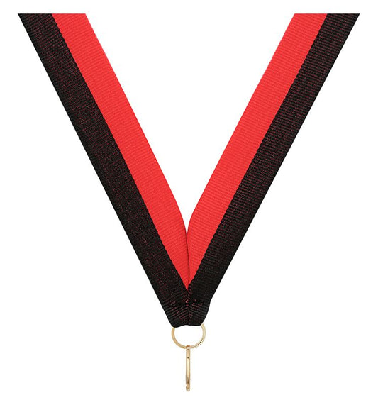 RY76 Black / Red V Neck Ribbon 40cm
