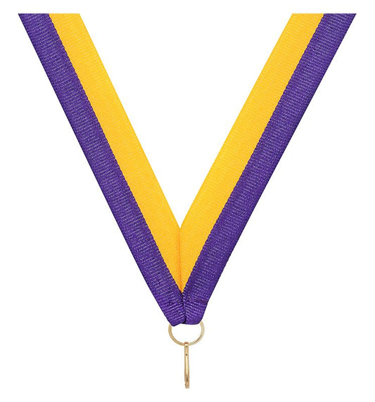 RY82 Purple / Gold V Neck Ribbon 40cm