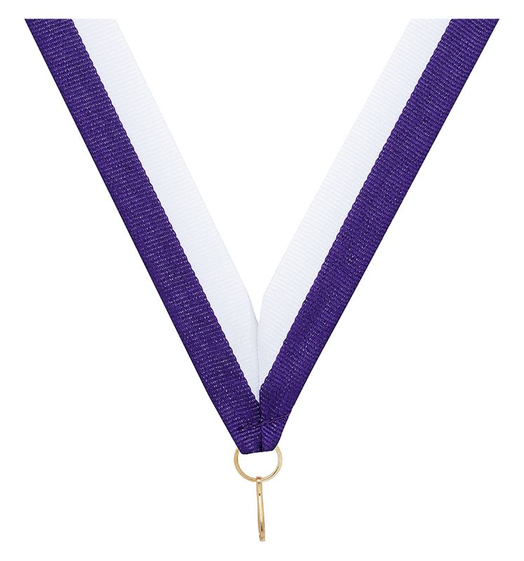 RY85 Purple / White V Neck Ribbon 40cm