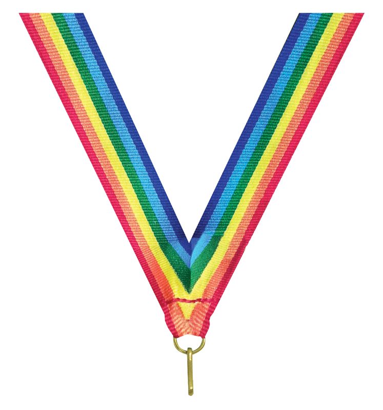 RY999 Rainbow V Neck Ribbon 20cm