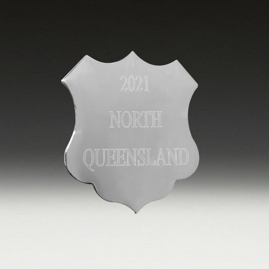 S1S Silver 27mmx31mm Engraved Aluminium Metal Shield