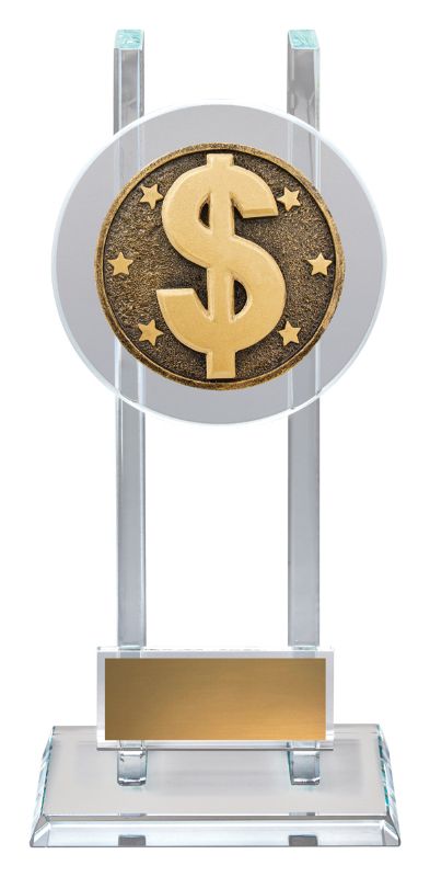 SG298C Dollar Spartan Glass Trophy 21.5cm