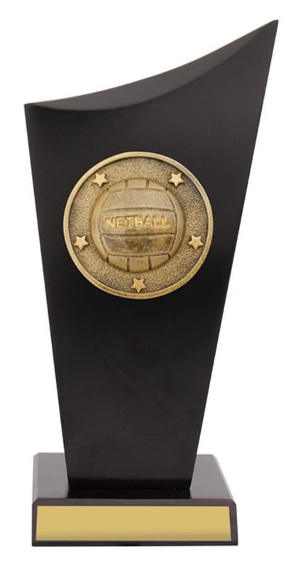 SK537A Netball Black Timber Spartan Crest 22cm