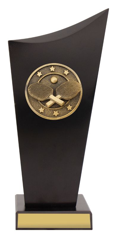 SK566B Table Tennis Black Timber Spartan Crest 24.5cm