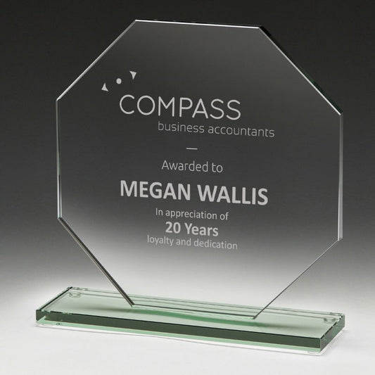 W521 Octagon Jade Glass Award 11cm