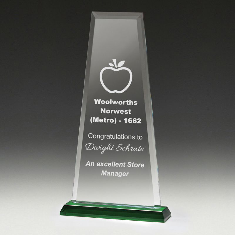 WC234A Glass Green Guardian Award 23cm